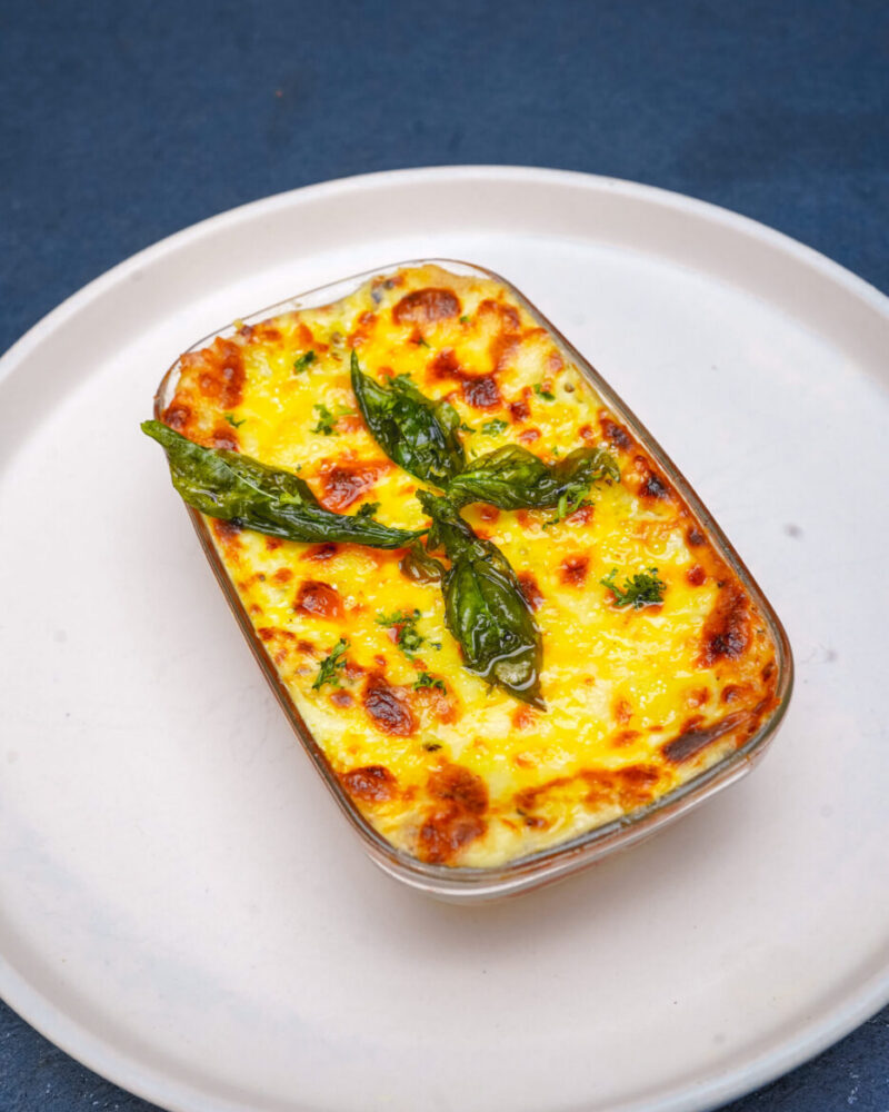 Vegetable lasagna at Pink Potato vegetarian restaurant